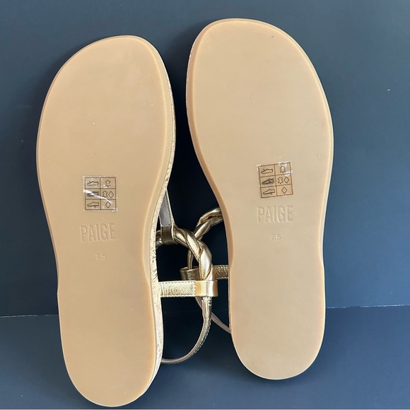 NWOT! Paige Dawn Metallic Leather
Cork Twisted Thong Sandals In Gold - Picture 8 of 8
